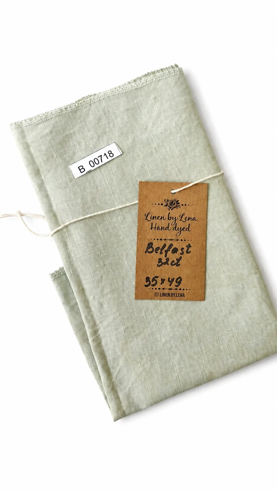 Тканина ручного фарбування Linen by Lena Belfast 32ct ніжно-зеленого кольору